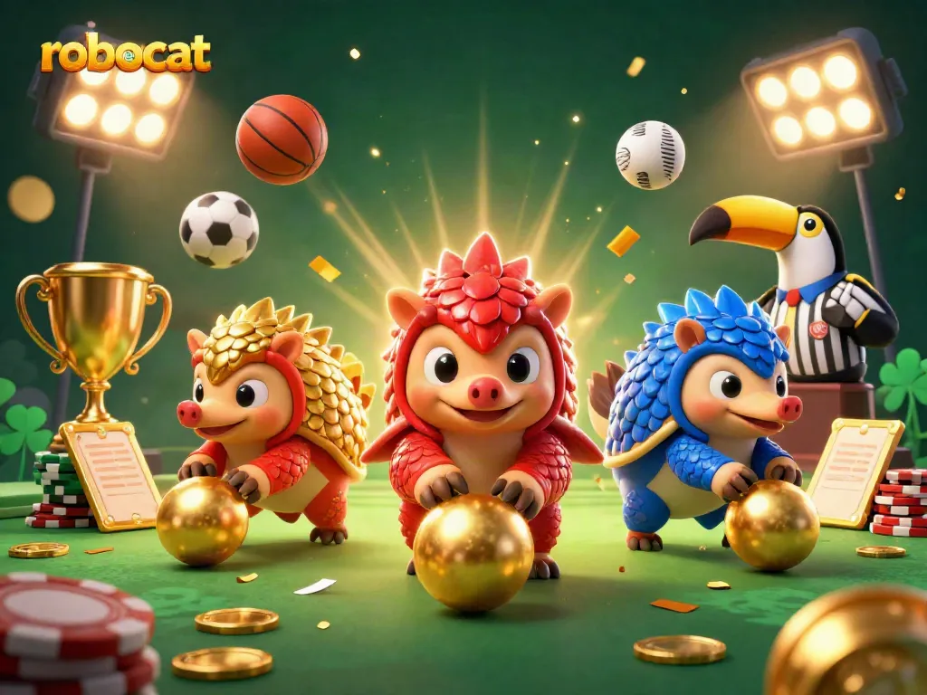 Claim your winnings with robocat bonus code as rival pangolins bowl through poker chips in this vibrant casino scene.